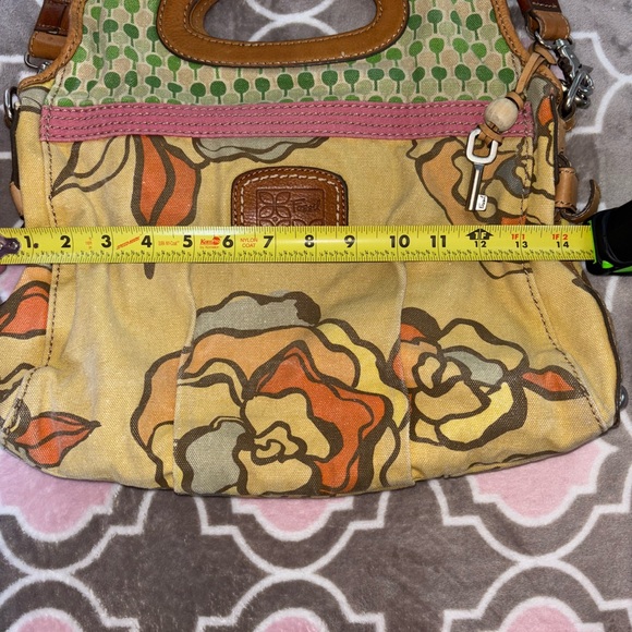 Fossil Floral Crossbody Bag in Yellow and Brown Vintage Inspired Fall Colors - Picture 6 of 8